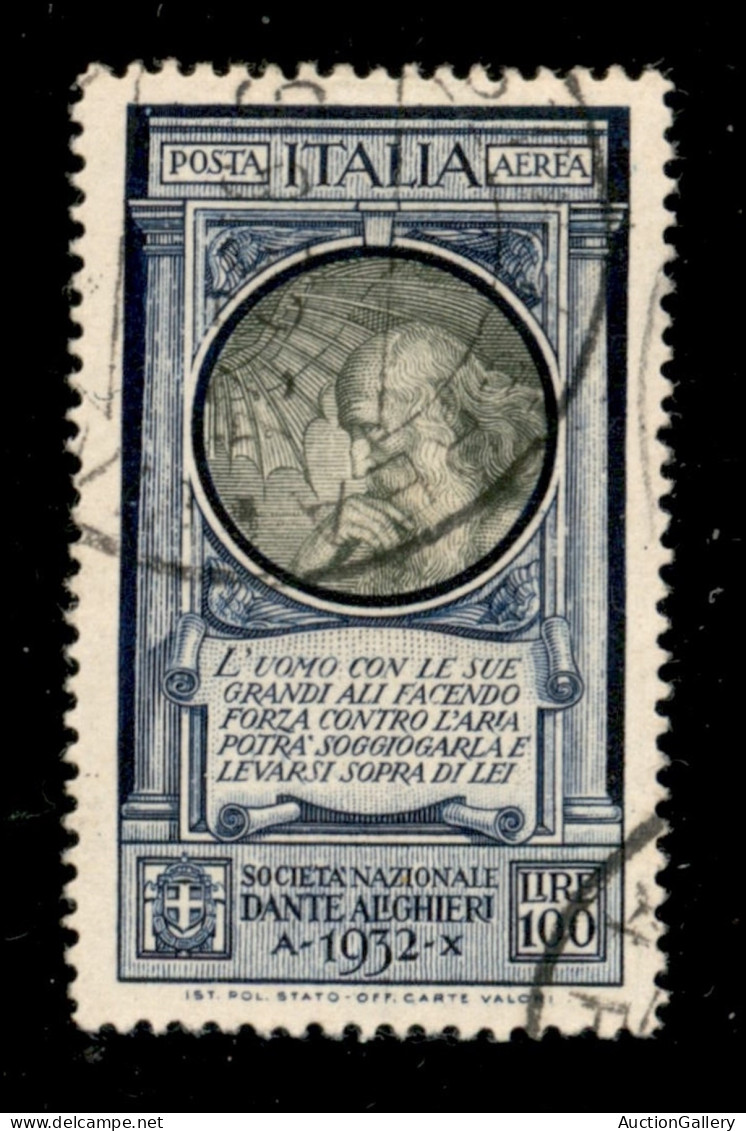 Regno - Vittorio Emanuele III - 1932 - 100 Lire Società Dante Alighieri (41) Usato - Cert. G. Colla - Other & Unclassified