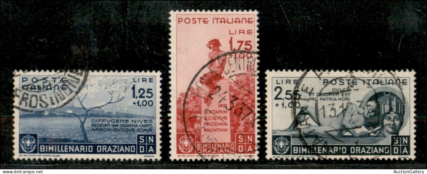 Regno - Vittorio Emanuele III - 1936 - Orazio - 1,25 Lire (403) + 1,75 Lire (404) + 2,55 Lire (405) - 3 Valori Usati - C - Andere & Zonder Classificatie