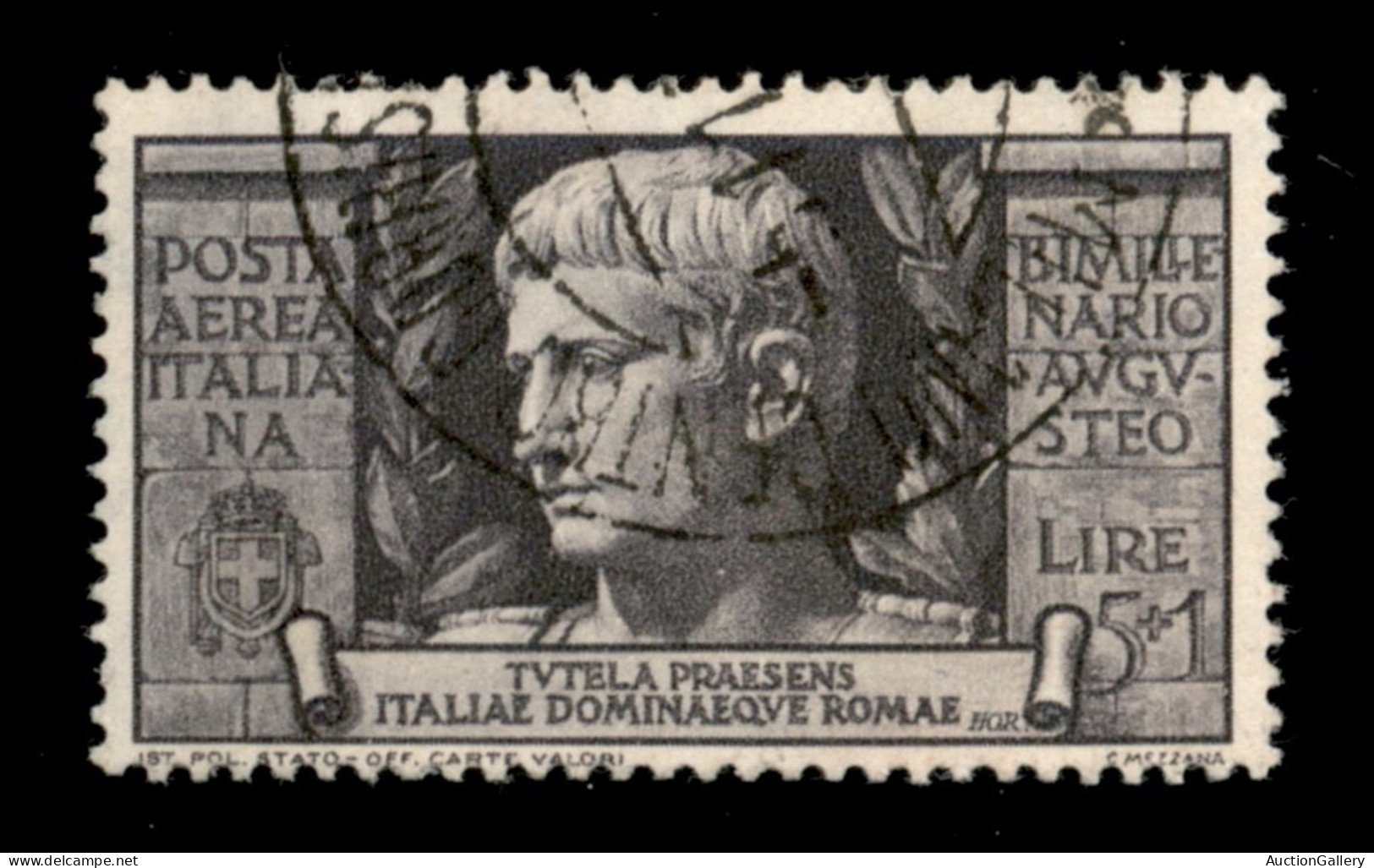 Regno - Vittorio Emanuele III - 1937 - 5 Lire Augusto (110) Usato - Colla + Cert. Cilio - Otros & Sin Clasificación