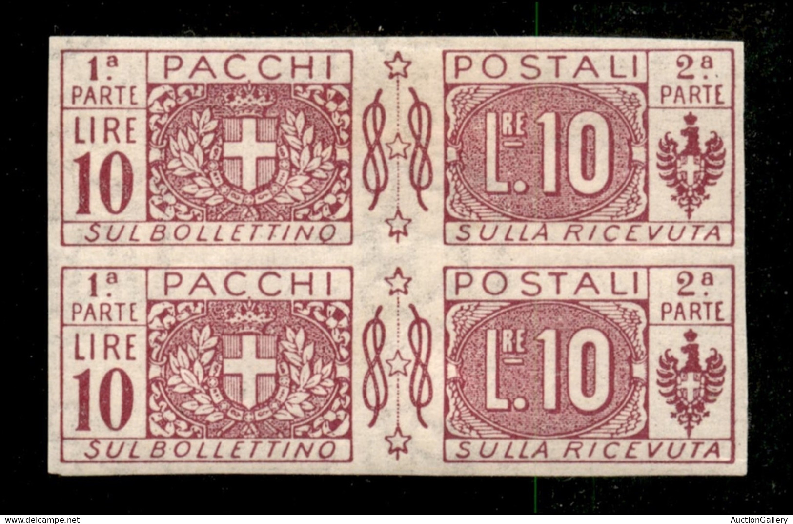 Regno - Servizi - 1921 - Coppia Del 10 Lire (16f) Non Dentellata - Pezzo Superiore Con Linguella - Gomma Integra In Bass - Other & Unclassified