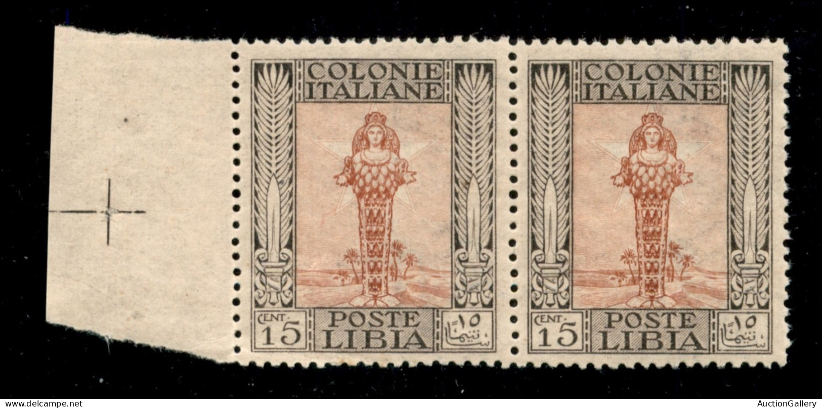 Colonie - Libia - 1921 - Coppia Del 15 Cent (25) - Bordo Foglio - Gomma Integra - Cert AG - Altri & Non Classificati