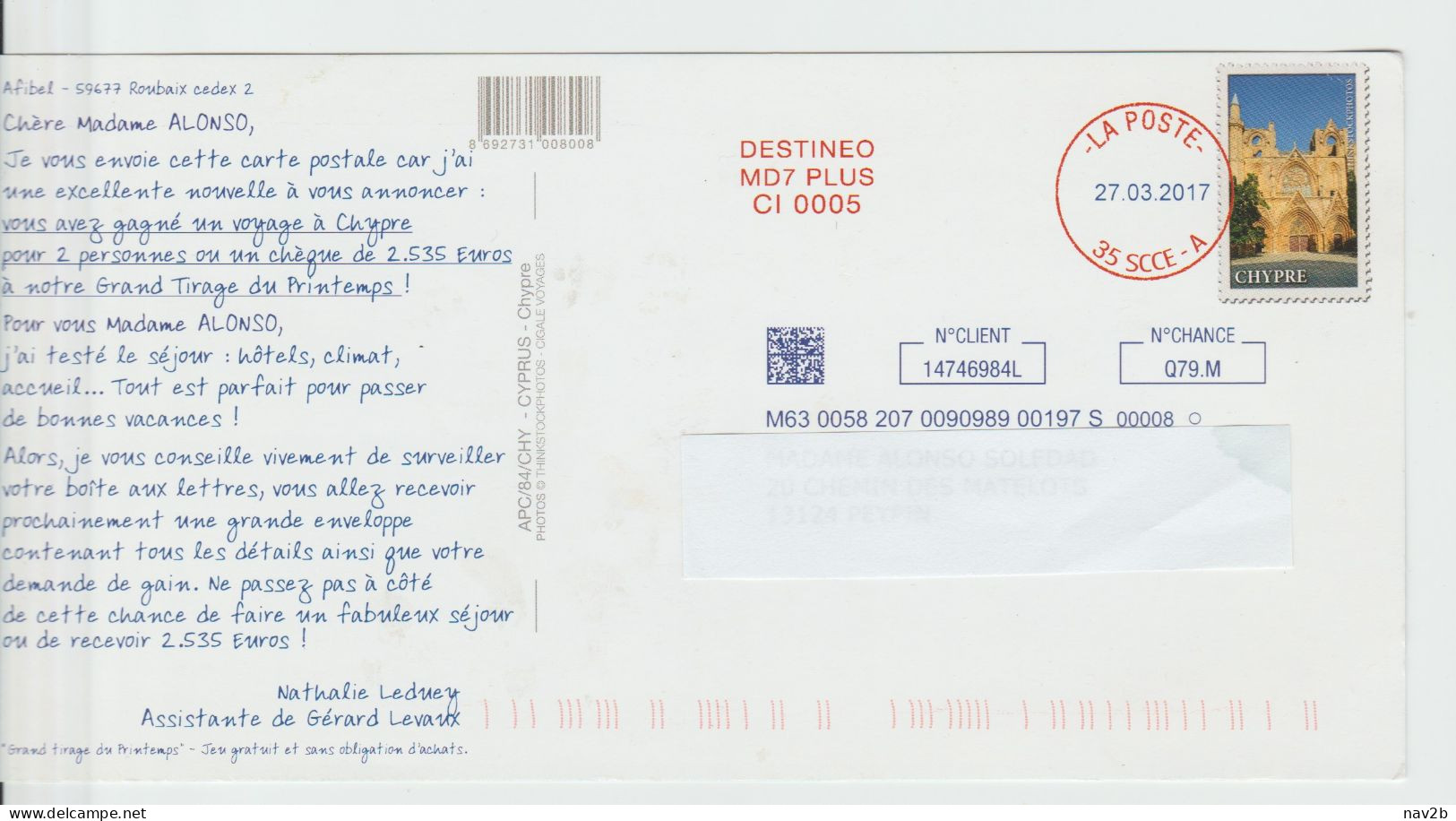 Pseudo Entier Carte Postale Publicitaire . Affranchie , Circulée 2017 - Private Stationery
