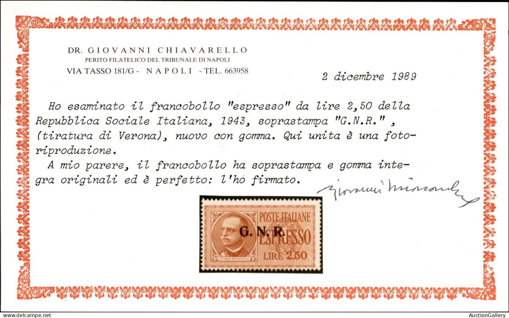 Repubblica Sociale Italiana - G.N.R. Verona - 1944 - 2,50 Lire (20) - Errore R Punto Piccolo - Nuovo Con Gomma Garantita - Autres & Non Classés