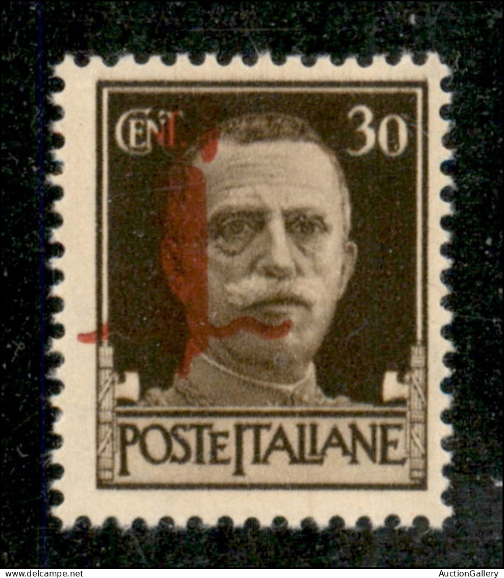 Repubblica Sociale Italiana - Provvisori - 1944 - 30 Cent (492Gq) Con Soprastampa Rosso Bruno Spostata A Sinistra - Gomm - Otros & Sin Clasificación