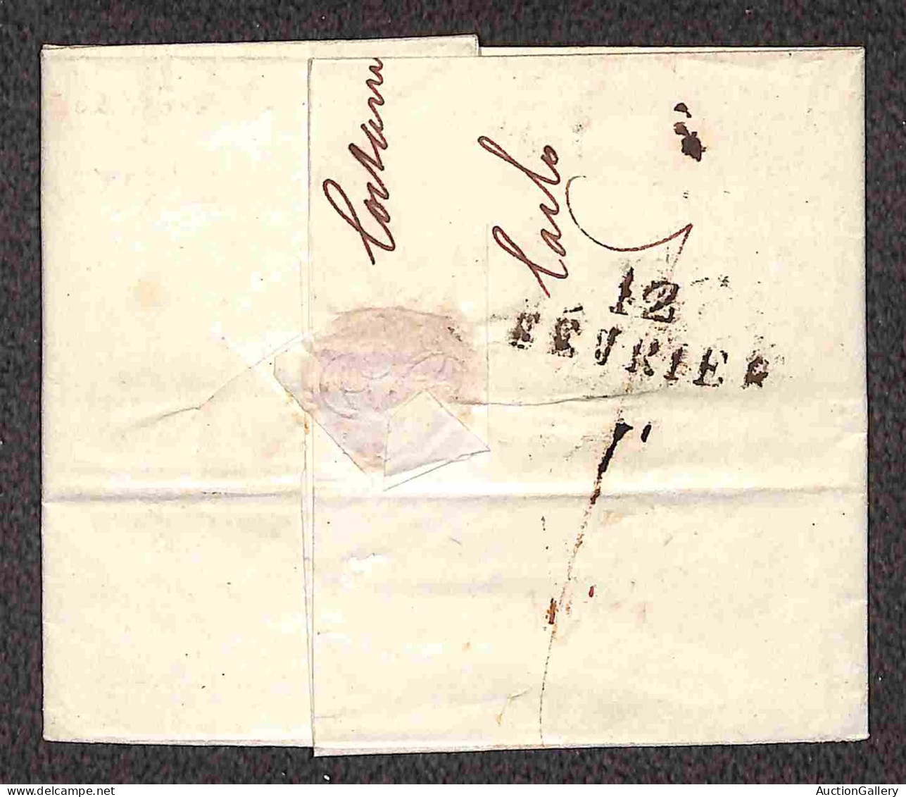 Europa - Austria - PP Kostaniza Illyrie (rosso) - Lettera Per Firenze Del 29.1.1812 Tassata 6 + 8 + Al Retro 12 Fevrier - Sonstige & Ohne Zuordnung