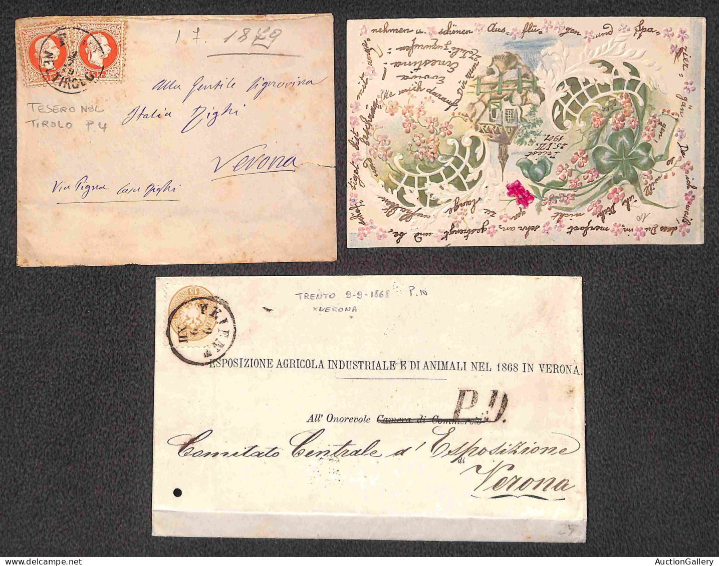 Europa - Austria - 1853/1901 - Dieci lettere + 1 cartolina con affrancature del periodo - da esaminare