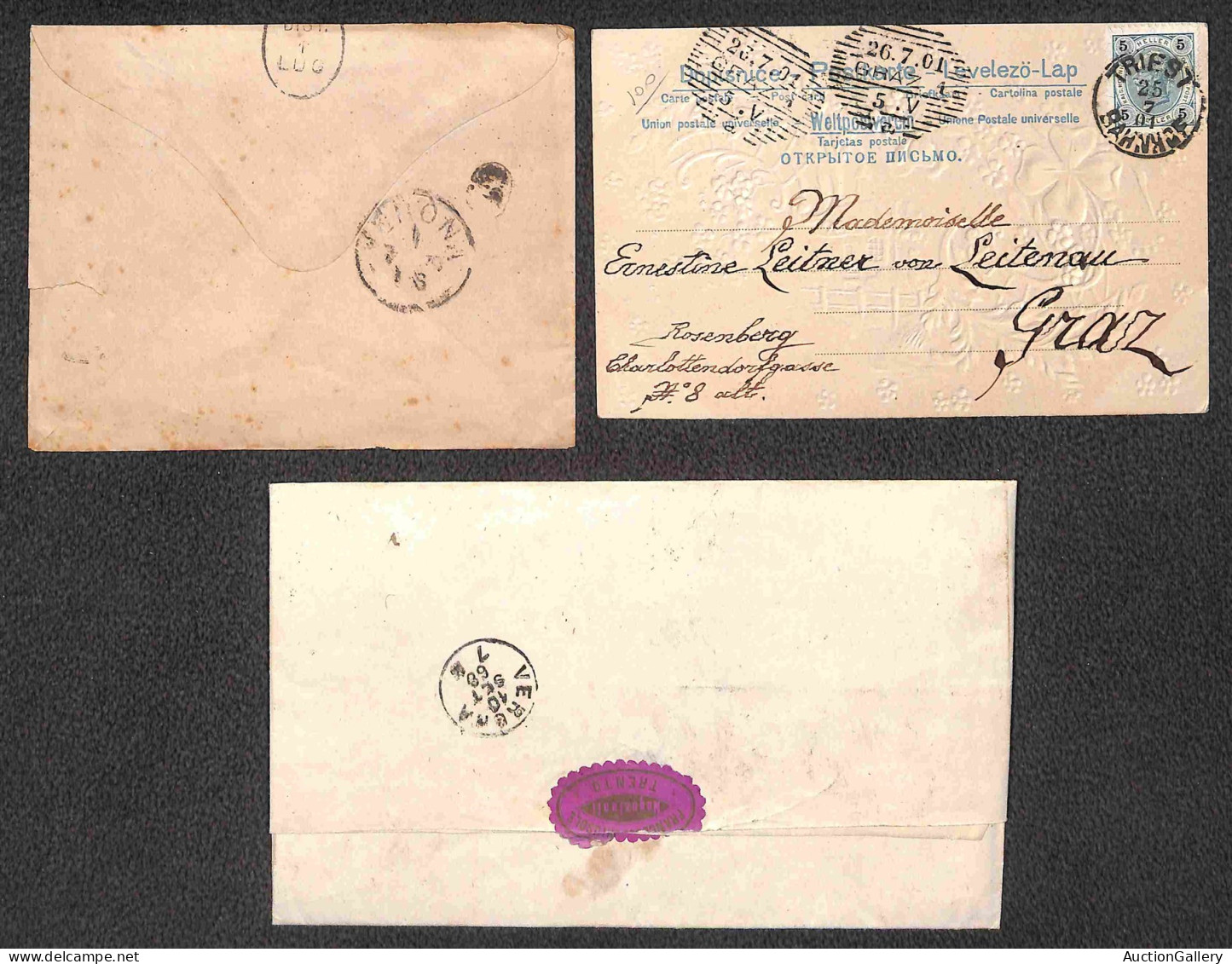 Europa - Austria - 1853/1901 - Dieci lettere + 1 cartolina con affrancature del periodo - da esaminare