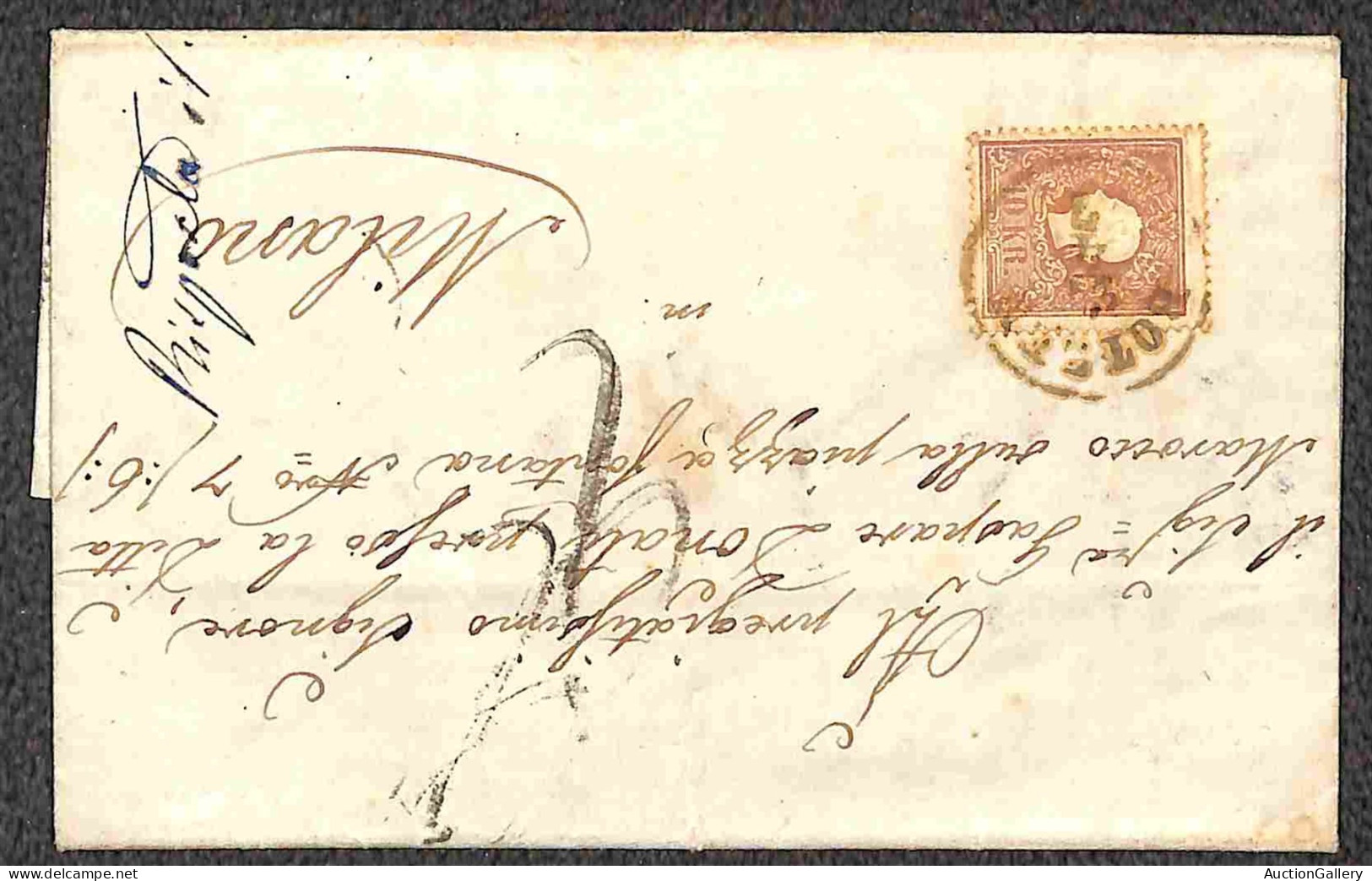 Europa - Austria - 10 Kreuzer (14) Isolato Su Lettera Da Bolzano A Milano Del 24.4.1860 - Tassata - Autres & Non Classés