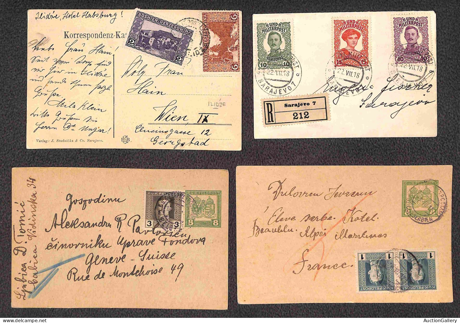 Europa - Austria - K.U.K. Feldpost + Bosnia/Erzegovina - 16 Cartoline Postali (2 Nuove) + 2 Cartoline + 2 Raccomandate C - Andere & Zonder Classificatie