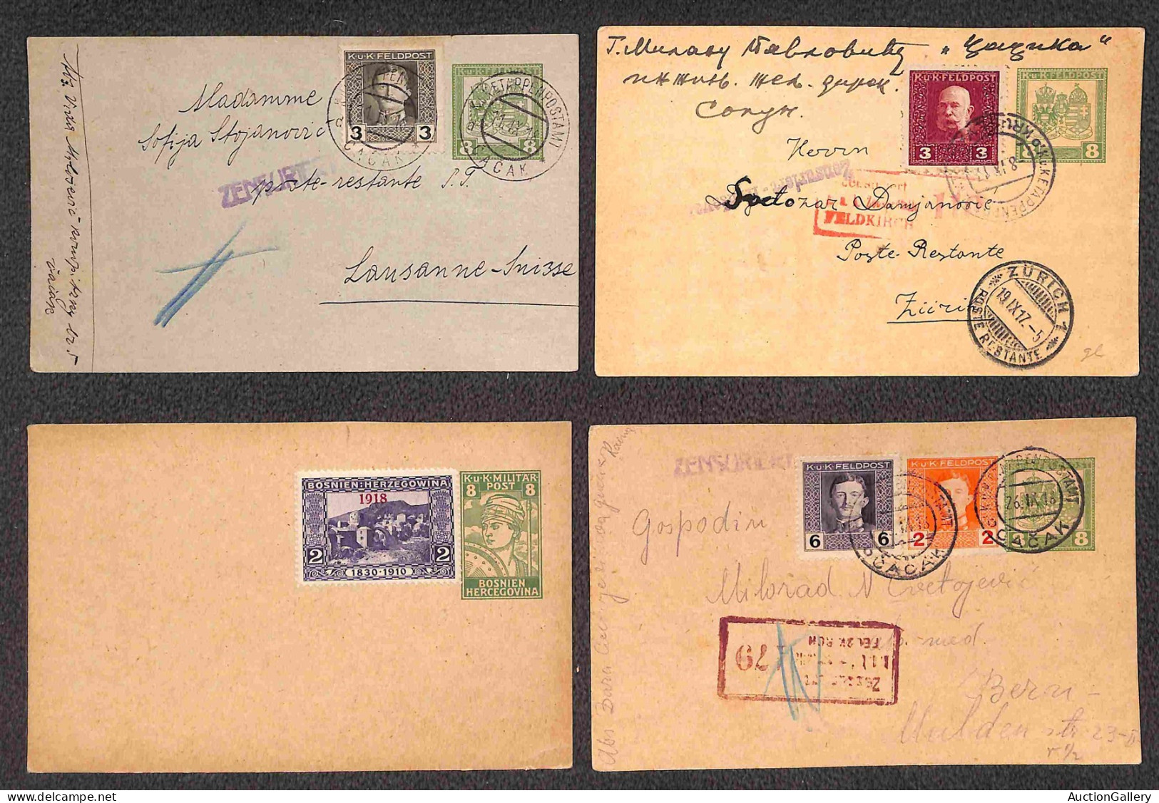 Europa - Austria - K.U.K. Feldpost + Bosnia/Erzegovina - 16 cartoline postali (2 nuove) + 2 cartoline + 2 raccomandate c