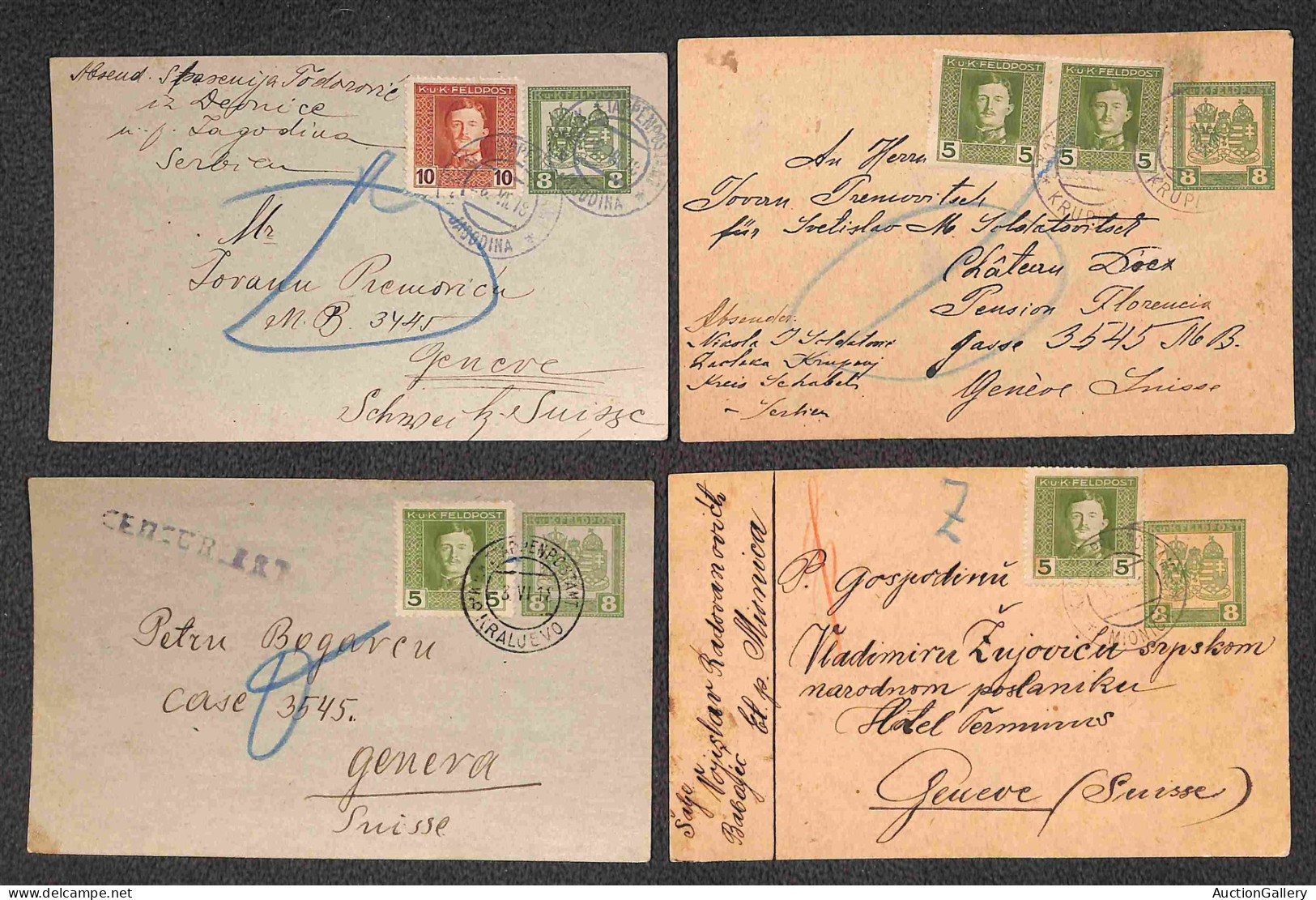 Europa - Austria - K.U.K. Feldpost + Bosnia/Erzegovina - 16 cartoline postali (2 nuove) + 2 cartoline + 2 raccomandate c