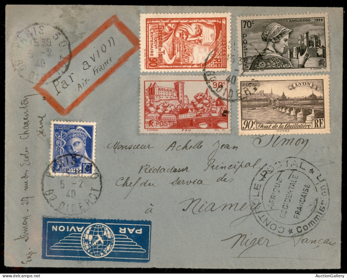 Europa - Francia - 1940 (5 Febbraio) - Aerogramma Da Parigi A Niamey (Nigeria) - Other & Unclassified