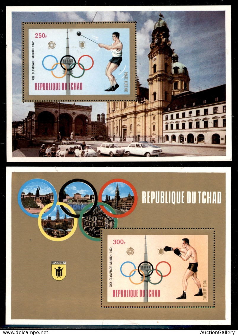 Oltremare - Ciad - 1972 - Olimpiadi Monaco (582/587 + A + B + Foglietti 50/51 A + B) - Gomma Integra - Andere & Zonder Classificatie