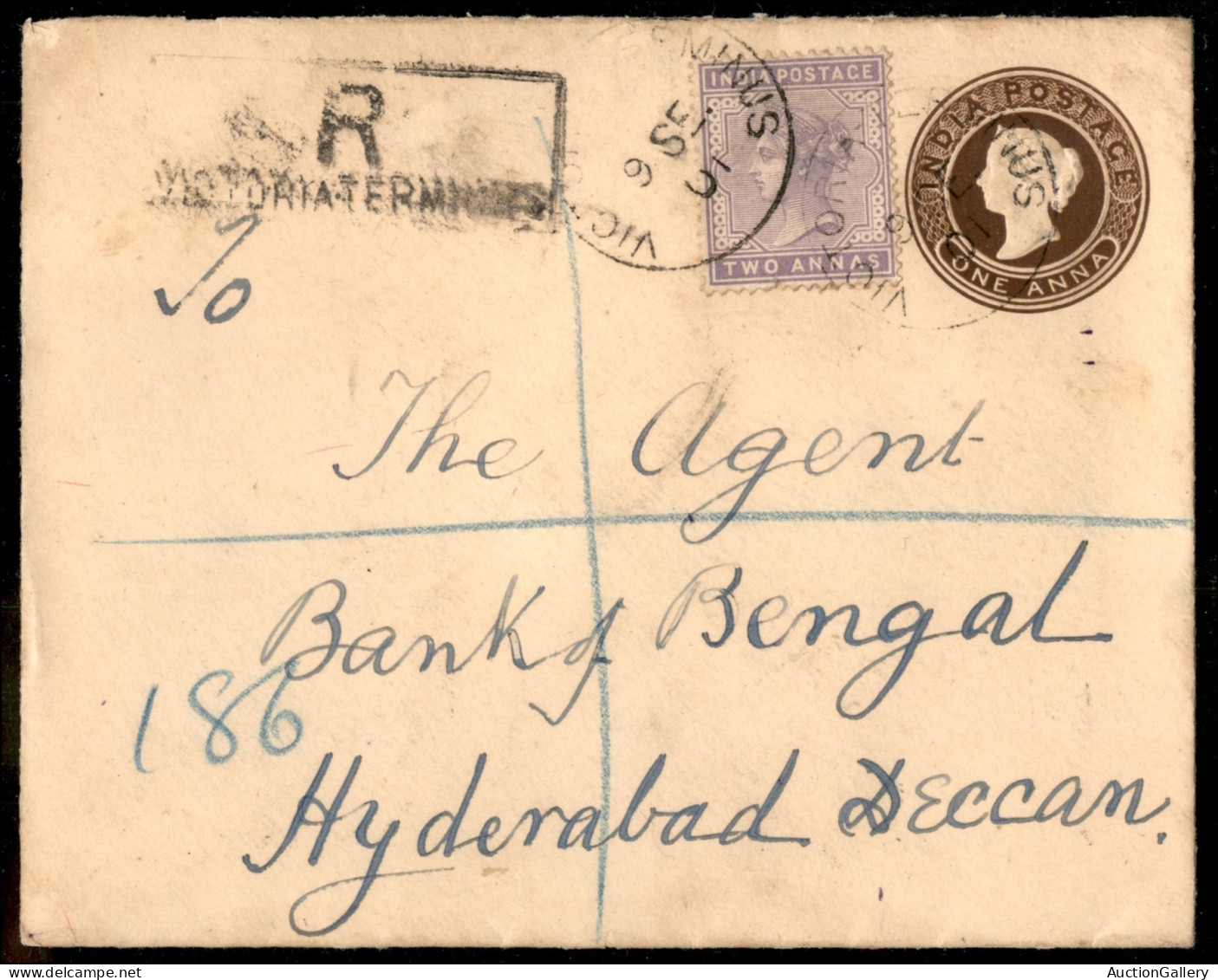 Oltremare - India - Busta Postale Da 1 Anna (+ Complementare) Raccomandata Da Victoria A Hyderabad Del 9.9.1901 - Altri & Non Classificati