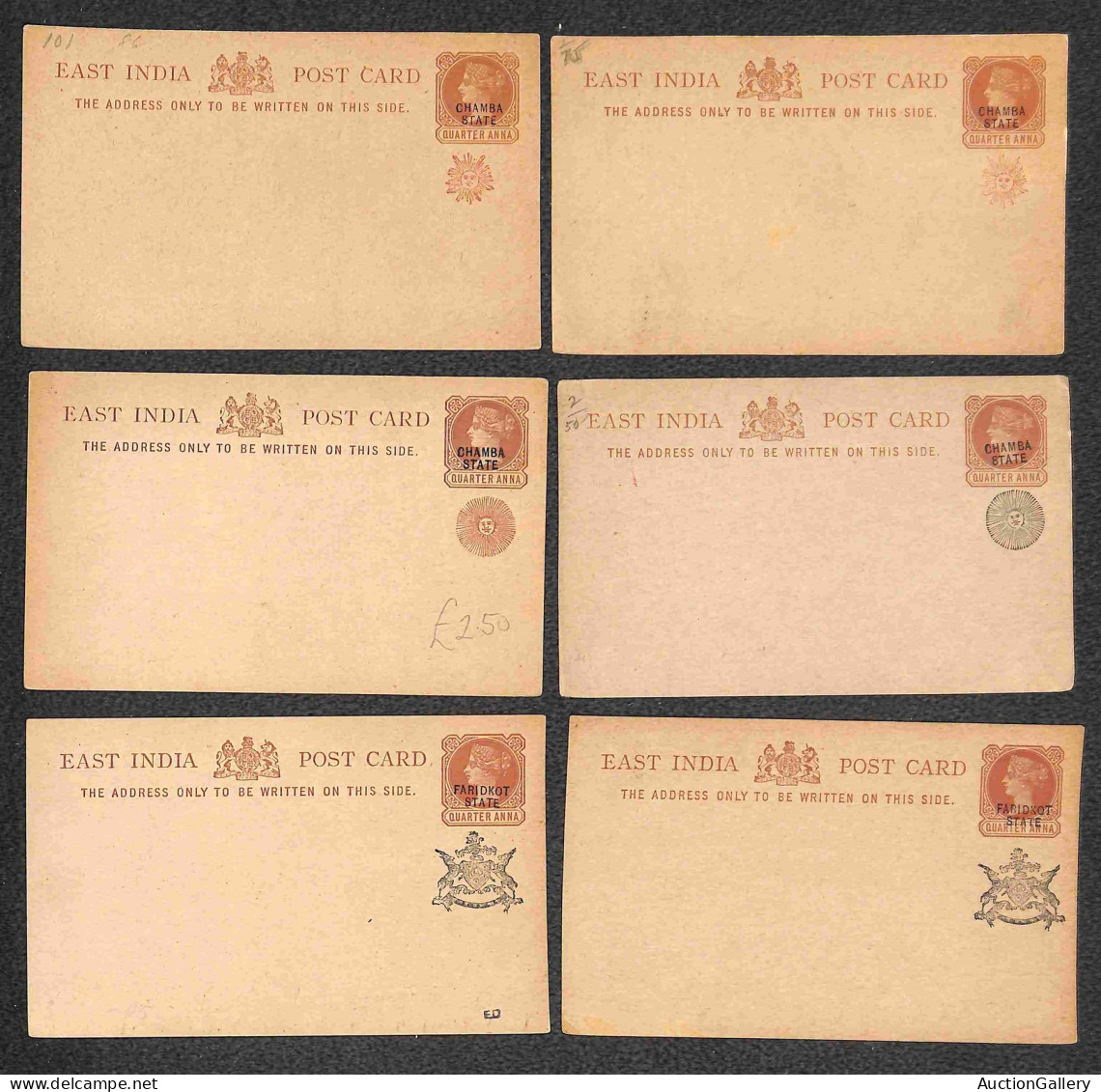 Oltremare - India - East India (Gwalior + Jaipur + Jeend + Chamba + Faridkot) - Sedici Cartoline E Buste Postali Nuove - - Autres & Non Classés