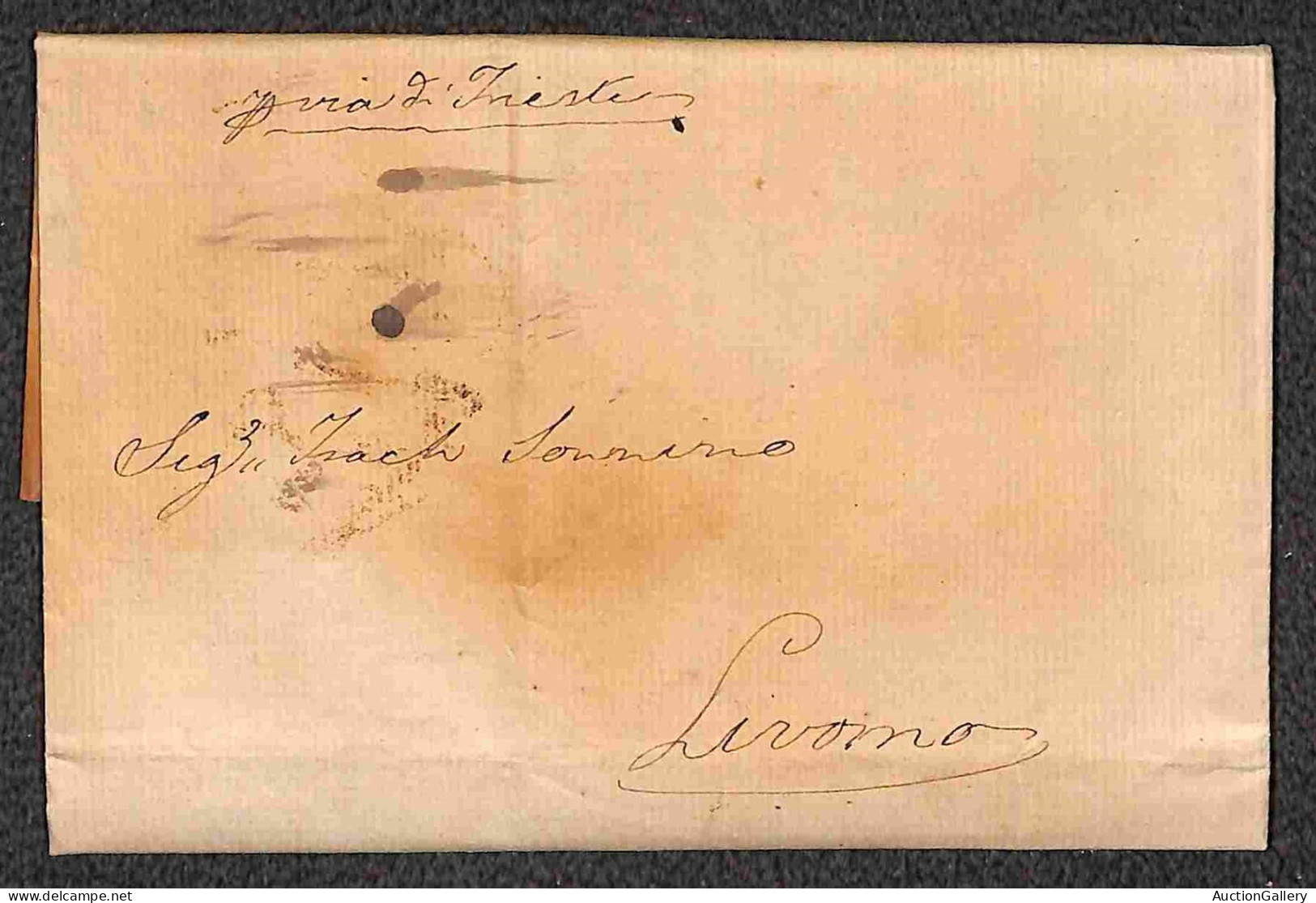 Prefilateliche E Documenti - Italia - Lettera Da Alessandria A Livorno Via Trieste Del 12 Aprile 1832 - Fumigata Con Sig - Otros & Sin Clasificación