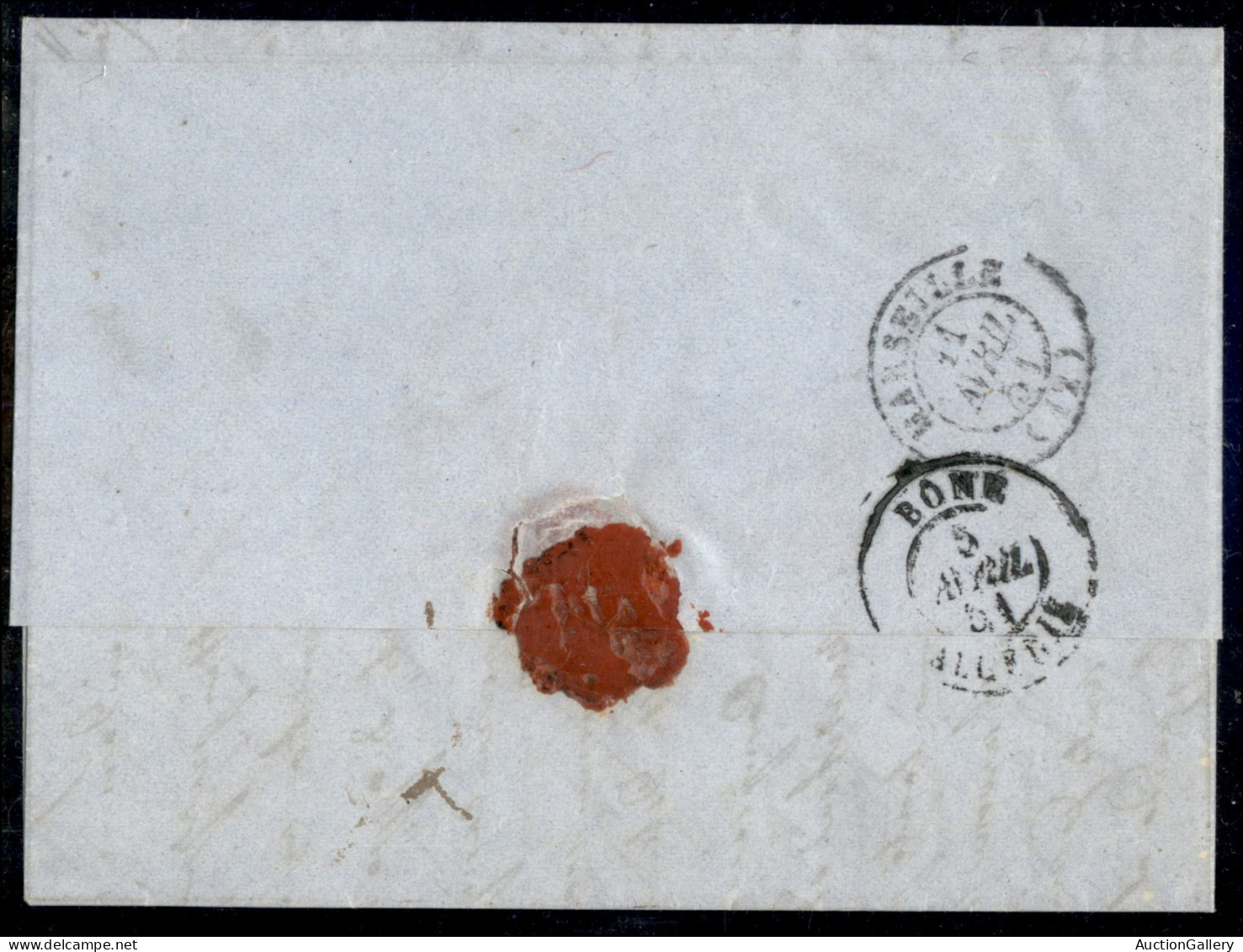 Prefilateliche E Documenti - Italia - Tunis Par Bone - Lettera Per Marsiglia Del 4.4.1851 - V. Alfani - Andere & Zonder Classificatie