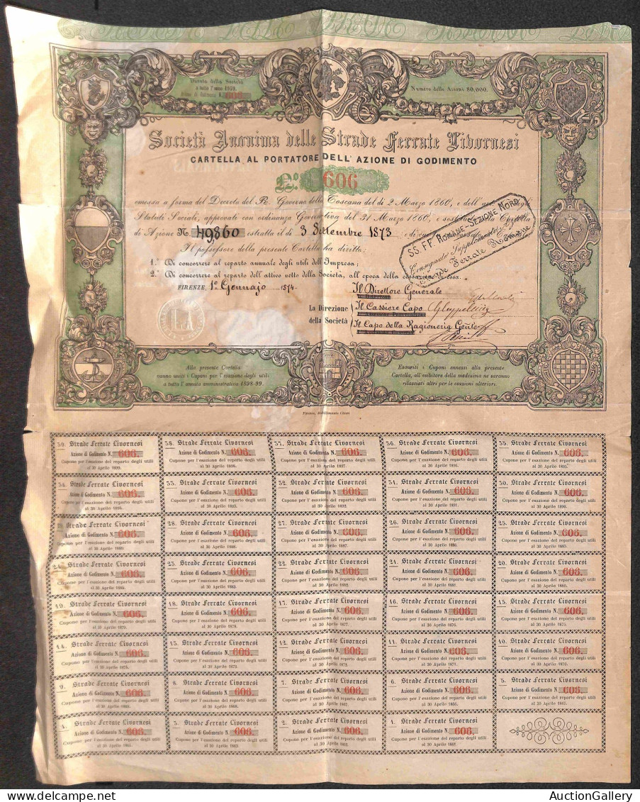 Prefilateliche E Documenti - Italia - 1873 - Società Anonima Delle Strade Ferrate Livornesi - Intera Cartella Al Portato - Other & Unclassified