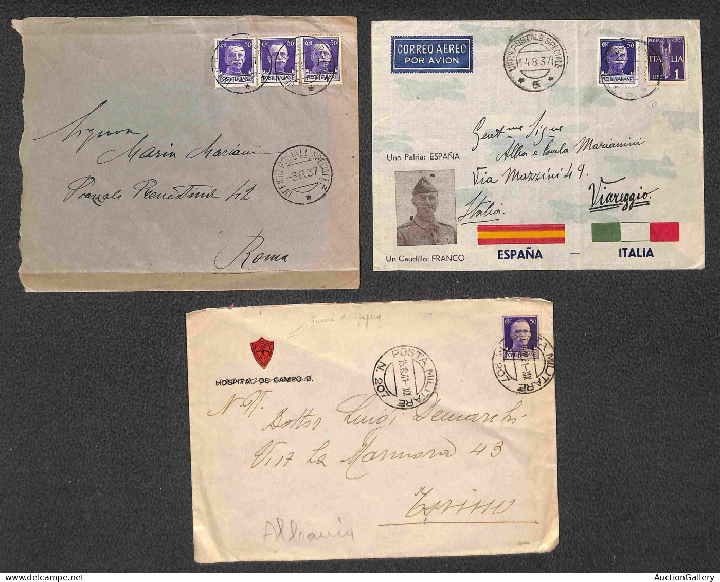 Lotti E Collezioni - Area Italiana  - REGNO - 1937/1939 - Guerra Di Spagna - Insieme Di 11 Lettere Affrancate Con Imperi - Sonstige & Ohne Zuordnung