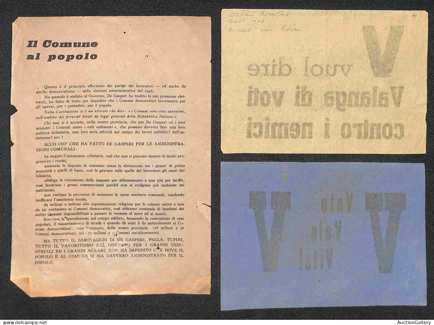 Lotti e Collezioni - Area Italiana  - REPUBBLICA - 1948 - Elezioni Nazionali - lotto di 22 volantini di propaganda elett