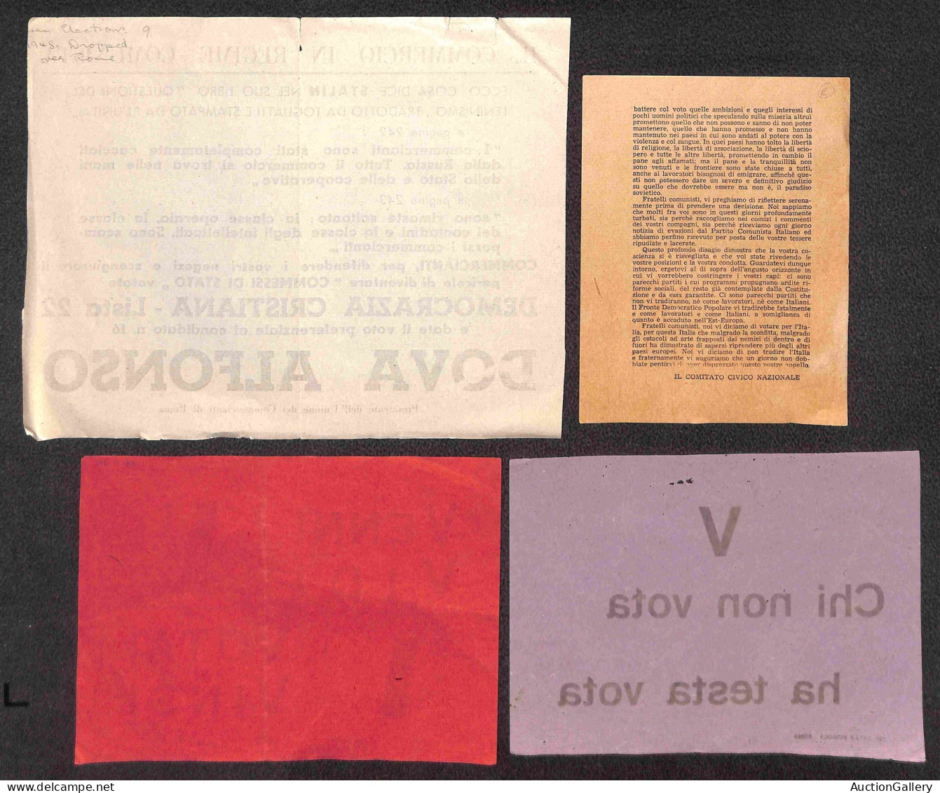 Lotti e Collezioni - Area Italiana  - REPUBBLICA - 1948 - Elezioni Nazionali - lotto di 22 volantini di propaganda elett