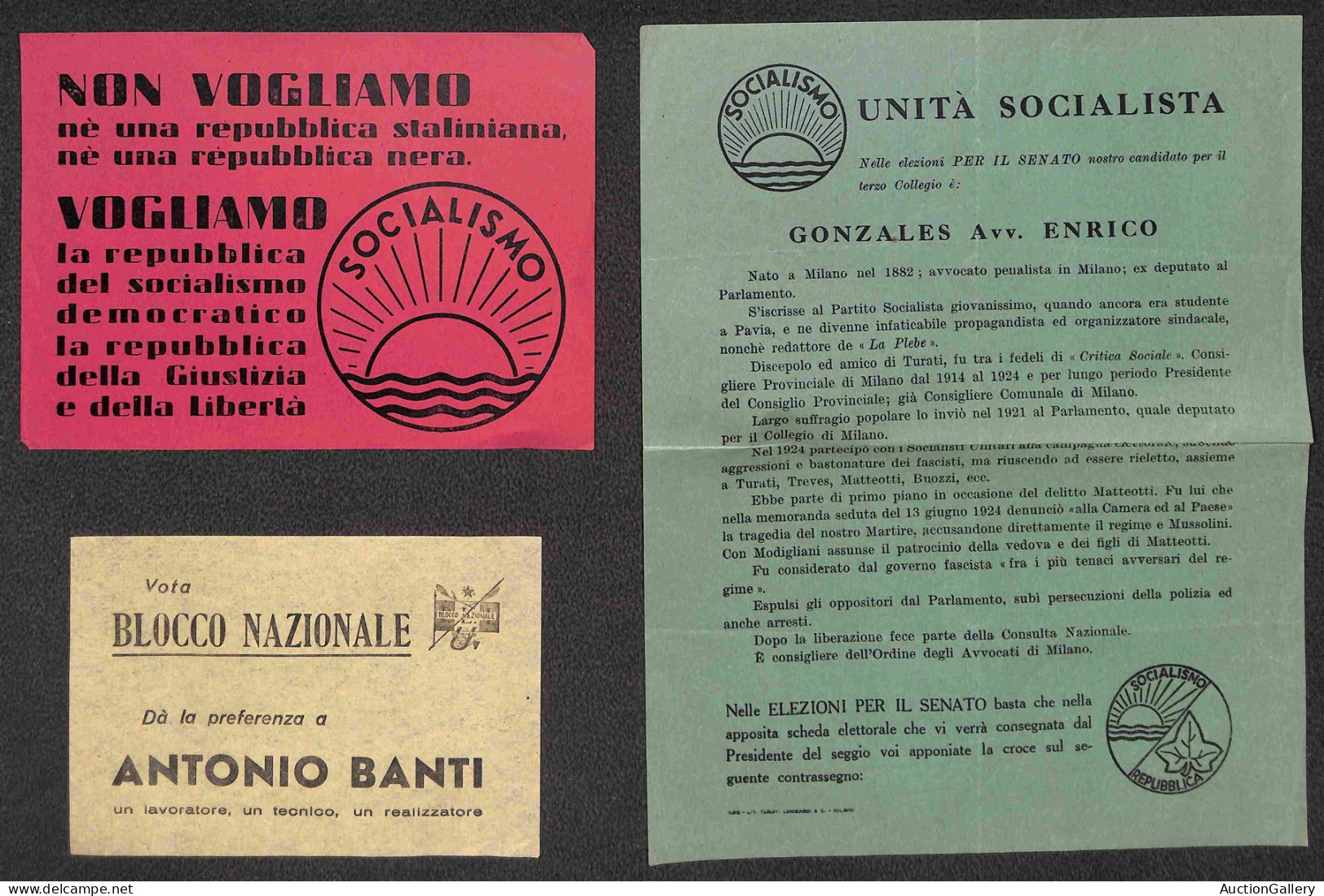 Lotti e Collezioni - Area Italiana  - REPUBBLICA - 1948 - Elezioni Nazionali - lotto di 22 volantini di propaganda elett