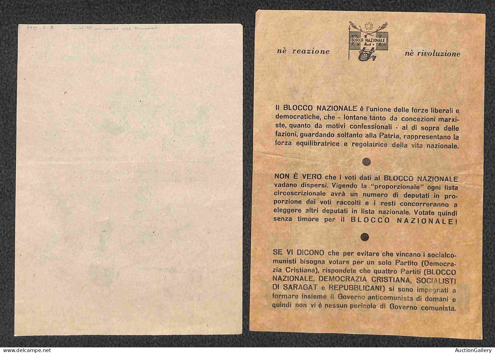 Lotti e Collezioni - Area Italiana  - REPUBBLICA - 1948 - Elezioni Nazionali - lotto di 8 volantini di propaganda eletto