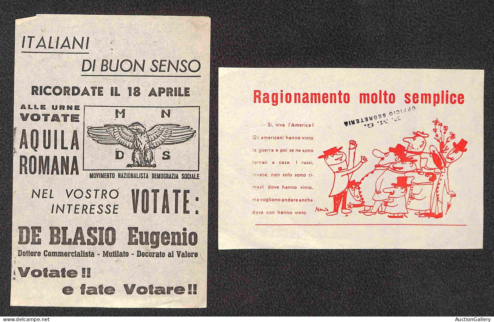 Lotti e Collezioni - Area Italiana  - REPUBBLICA - 1948 - Elezioni Nazionali - lotto di 12 volantini di propaganda elett