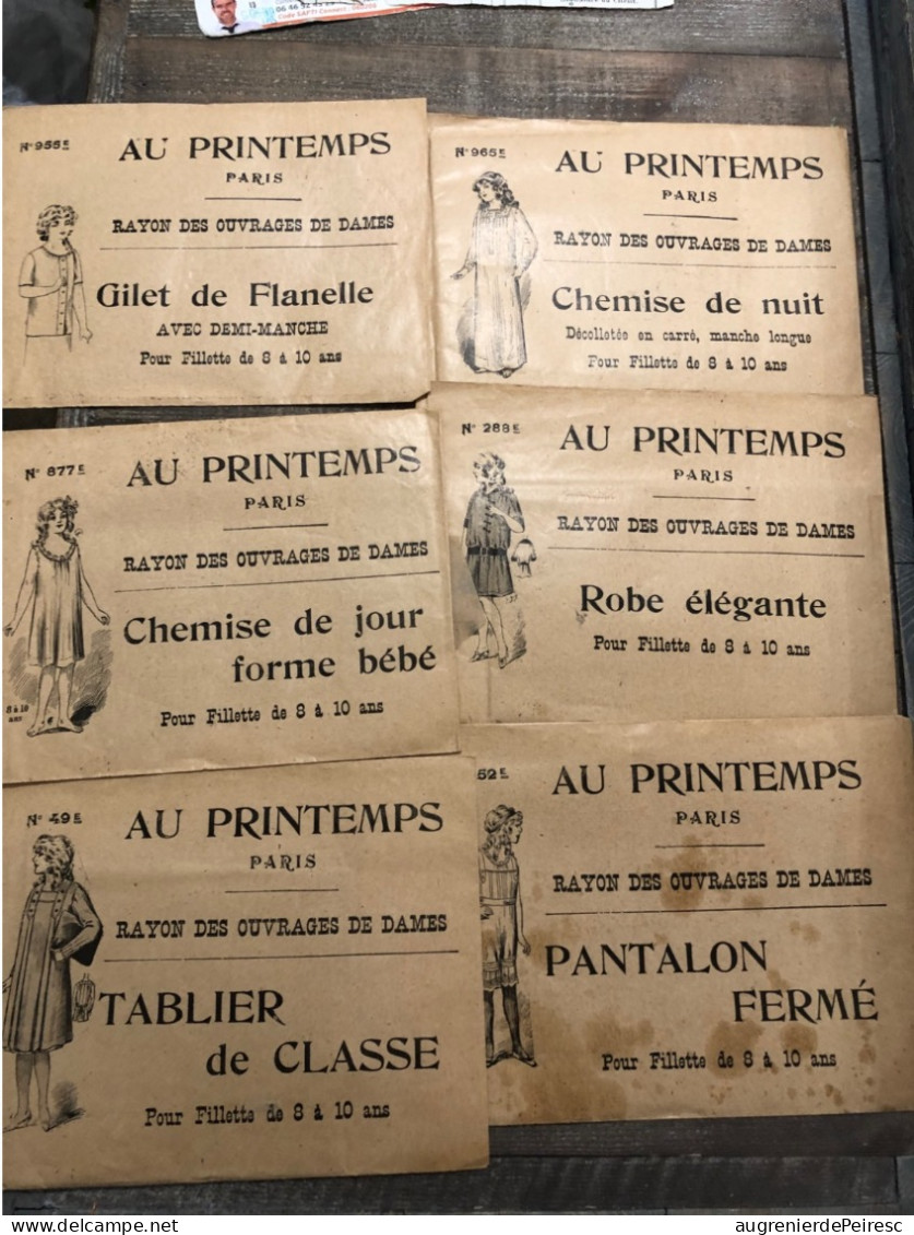 Lot De 11 Patrons Dont 10 « au Printemps » Début XIXeme - Schnittmuster