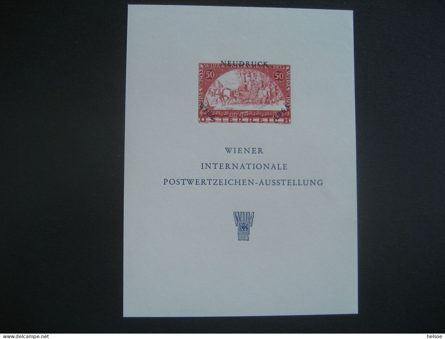 Österreich 1965- WIPA Neudruckblock, Mi. 4 - Essais & Réimpressions
