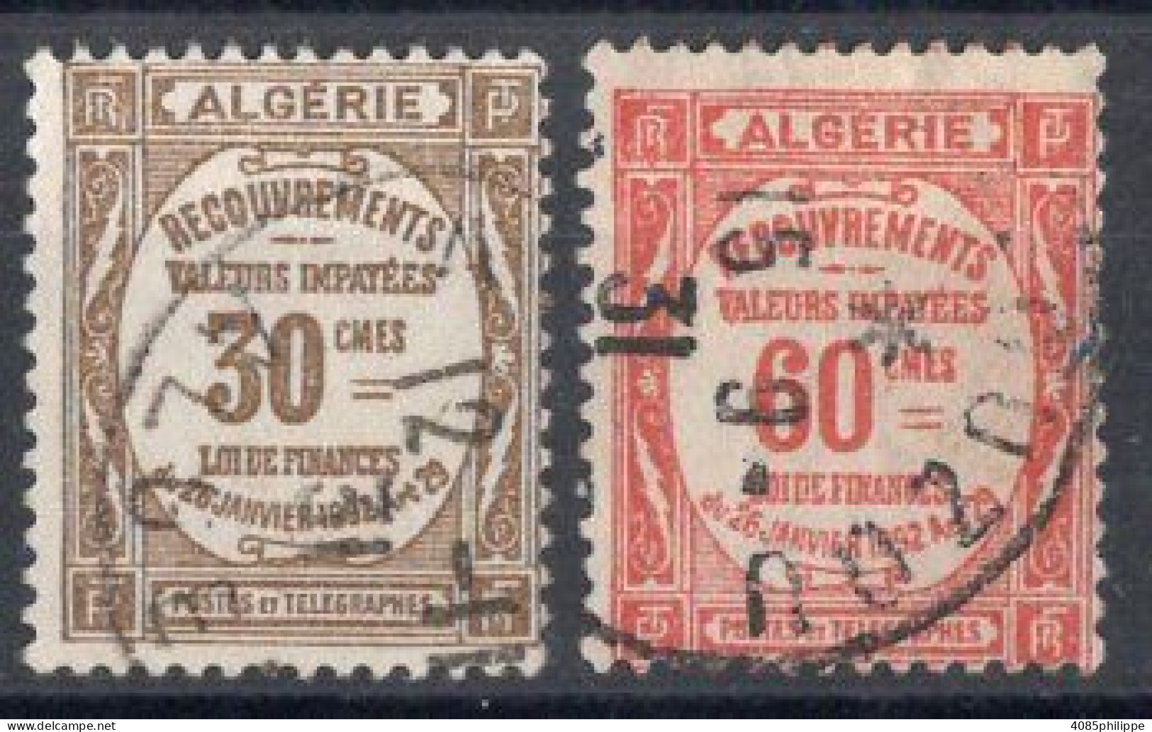 ALGERIE Timbres Taxe N°17 & 18 Oblitérés TB Cote 2€00 - Strafport