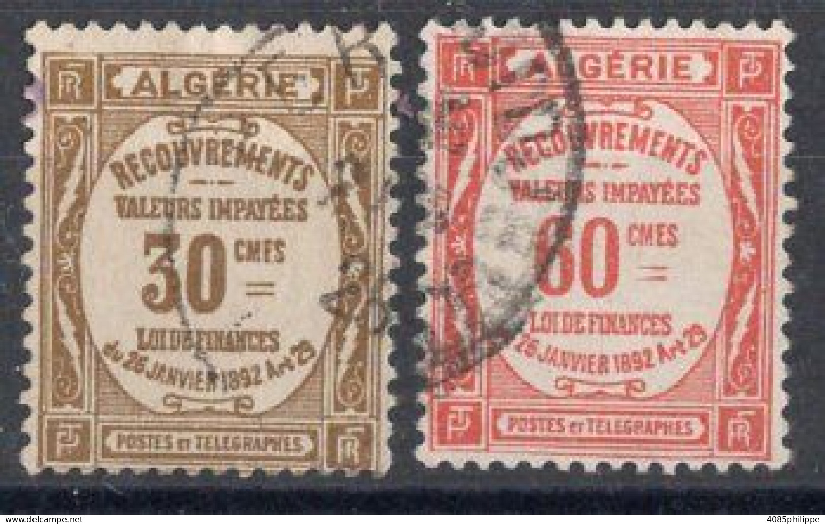 ALGERIE Timbres Taxe N°17 & 18 Oblitérés TB Cote 2€00 - Strafport