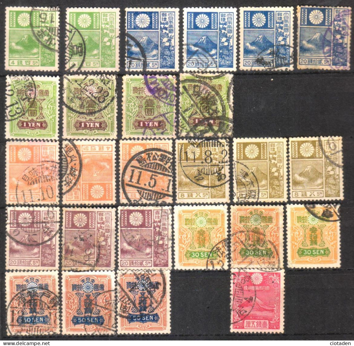 JAPON - 1922 - 1930 Mont Fidji - 1935 TAZAWA - 26 Timbres - Used Stamps
