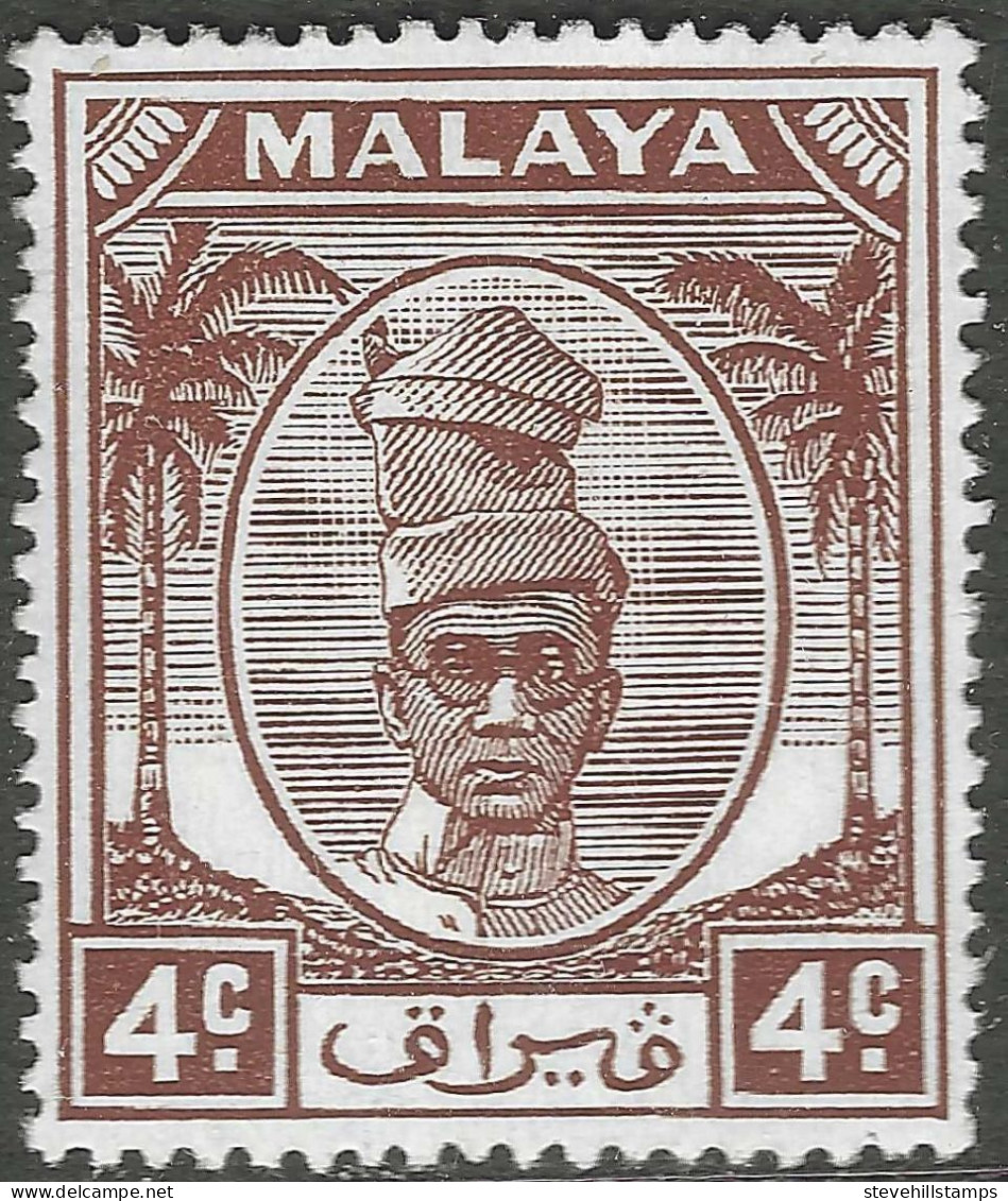 Perak (Malaysia). 1950-56 Sultan Yussuf 'Izzuddin Shah. 4c MH. SG 131 - Perak