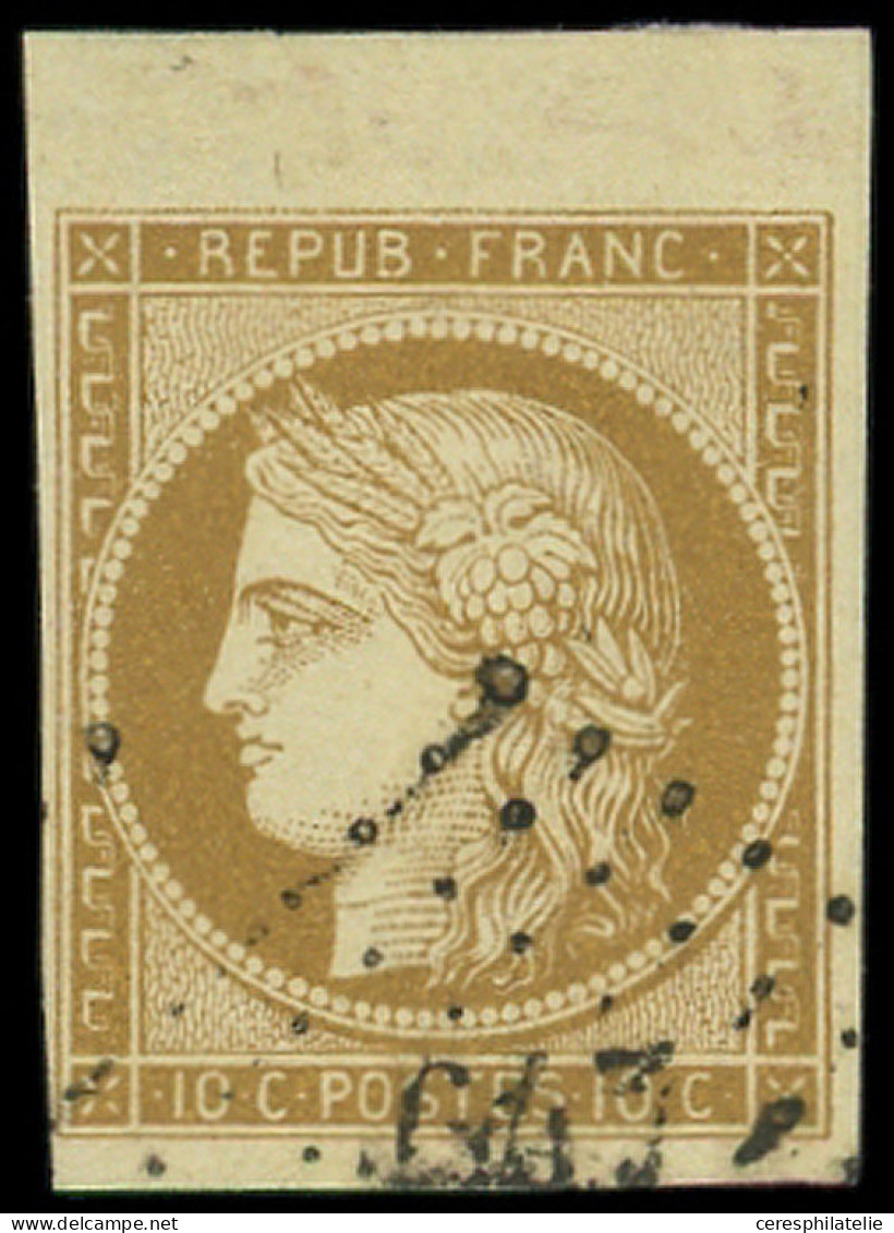 EMISSION DE 1849 - 1    10c. Bistre-jaune, Bdf, Obl. PC, TB - 1849-1850 Cérès