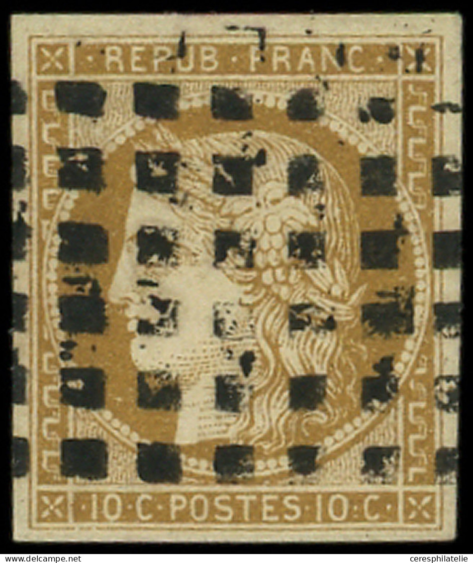 EMISSION DE 1849 - 1    10c. Bistre-jaune, Obl. GROS POINTS, TB. C - 1849-1850 Cérès