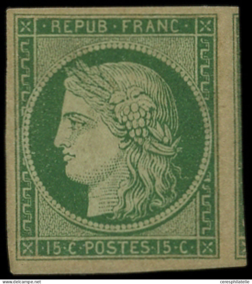 * EMISSION DE 1849 - 2    15c. Vert, Voisin à Droite, Restauré, Aspect TB - 1849-1850 Ceres