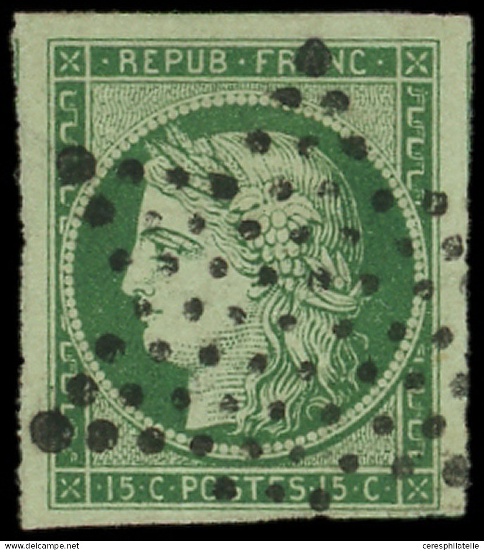 EMISSION DE 1849 - 2b   15c. Vert FONCE, Obl. ETOILE, Marges énormes, Superbe - 1849-1850 Cérès
