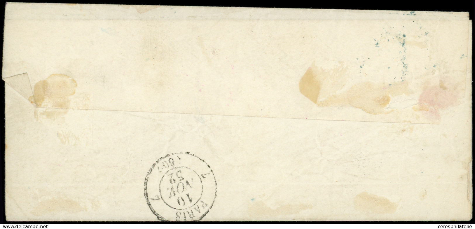 Let EMISSION DE 1849 - 2    15c. Vert, Filets Touchés, Obl. ETOILE BLEUE S. LSC, Au Verso Càd PARIS 10/11/52, B/TB - 1849-1876: Classic Period