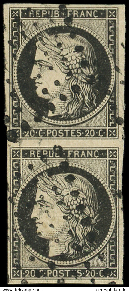 EMISSION DE 1849 - 3    20c. Noir Sur Jaune, PAIRE Obl. Losange De POINTS, TB - 1849-1850 Cérès