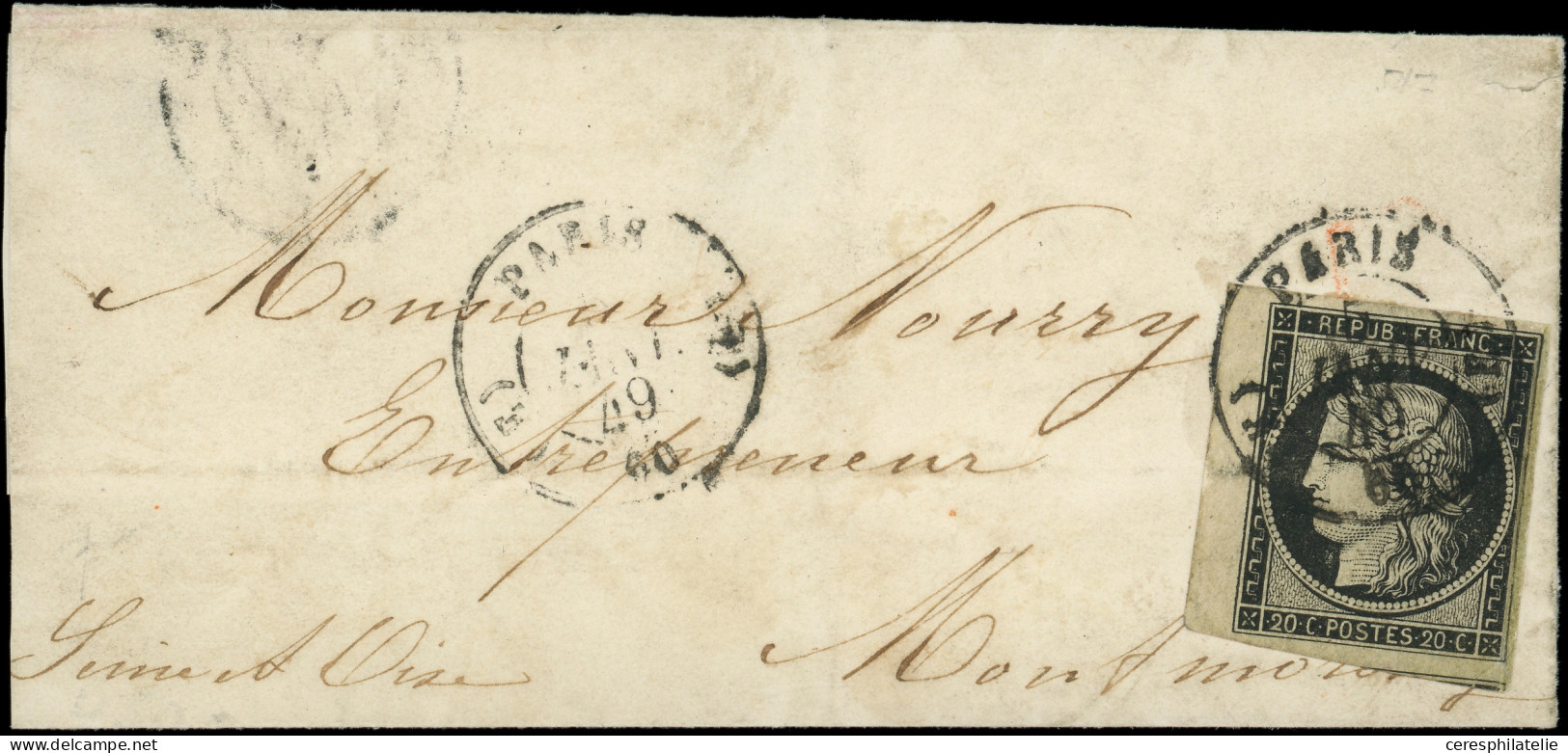 Let EMISSION DE 1849 - 3    20c. Noir Sur Jaune, Bdf, Obl. Càd (K) PARIS (K) 5 JANV 49 Répété à Côté S. LSC, TB - 1849-1876: Klassik