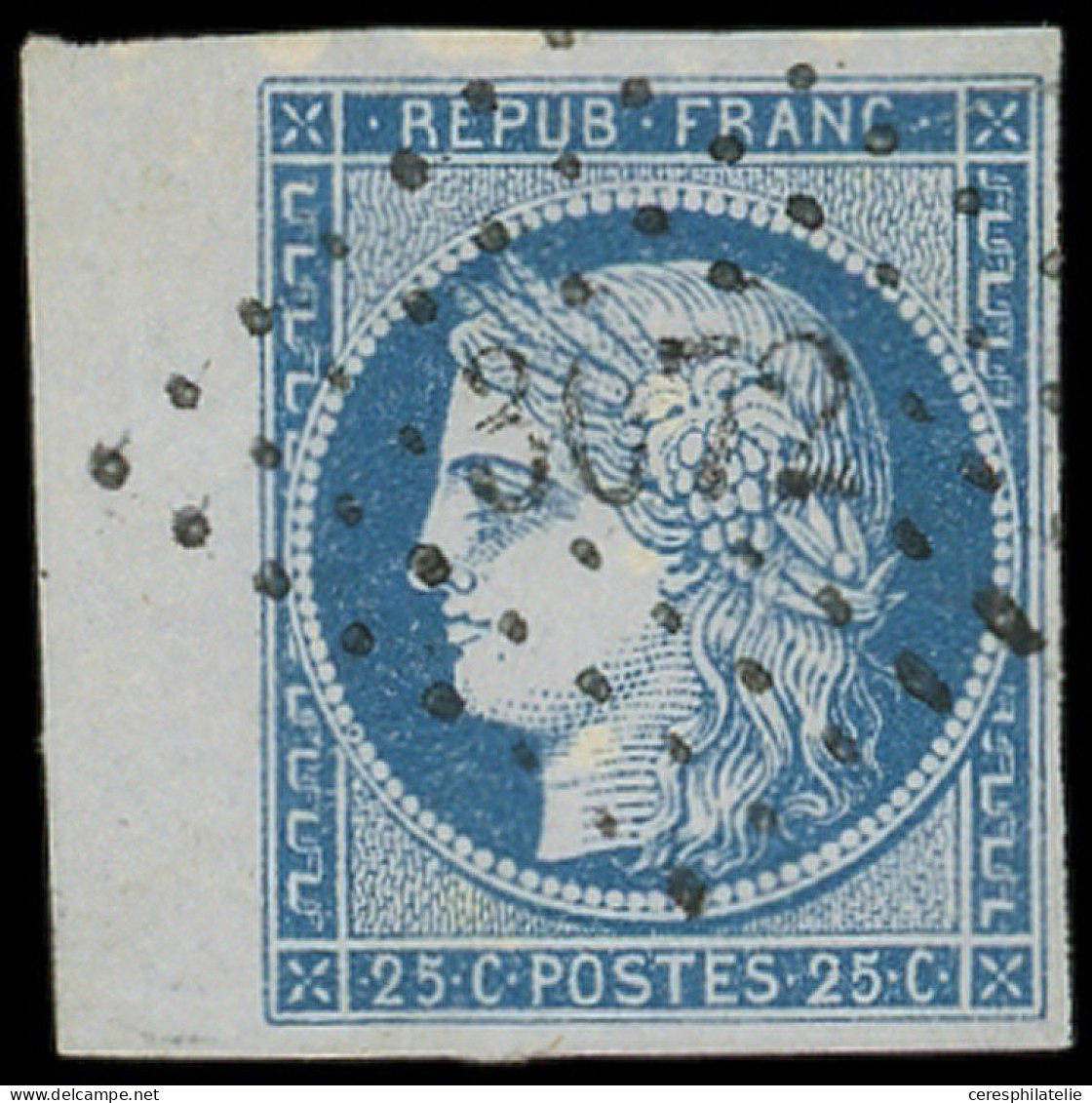EMISSION DE 1849 - 4    25c. Bleu, Petit Bdf, Obl. PC 3072, Superbe - 1849-1850 Cérès