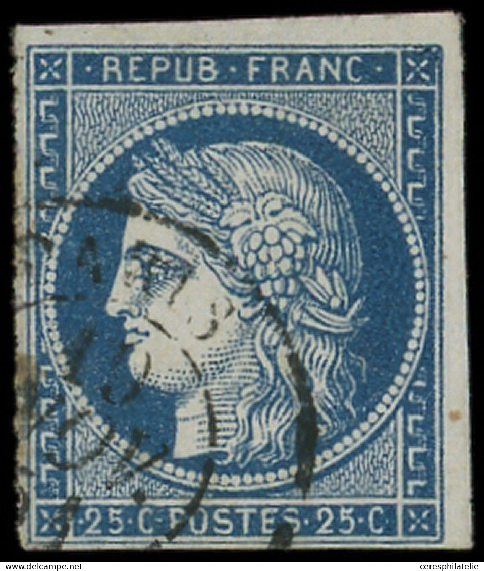 EMISSION DE 1849 - 4a   25c. Bleu Foncé, Obl. Càd T15 PARIS 19/11/51, Frappe Superbe, Certif. Calves - 1849-1850 Ceres