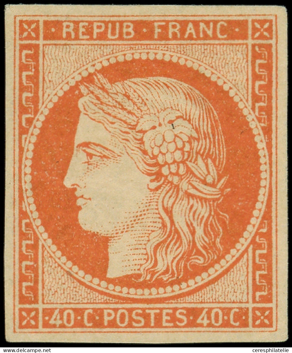 * EMISSION DE 1849 - 5    40c. Orange, Belles Marges Régulières, Très Belle Gomme Et Ch. Légère, TTB. J - 1849-1850 Cérès