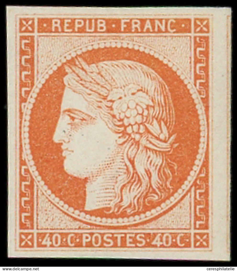 (*) EMISSION DE 1849 - 5m   40c. Orange, Impression Fine, Tirage De Londres, TB - 1849-1850 Cérès