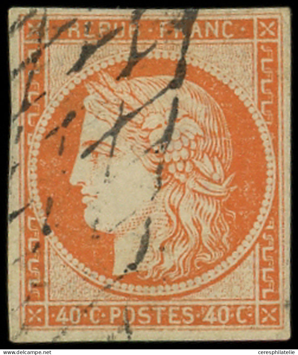 EMISSION DE 1849 - 5    40c. Orange, Obl. GRILLE SANS FIN, TB. J - 1849-1850 Cérès