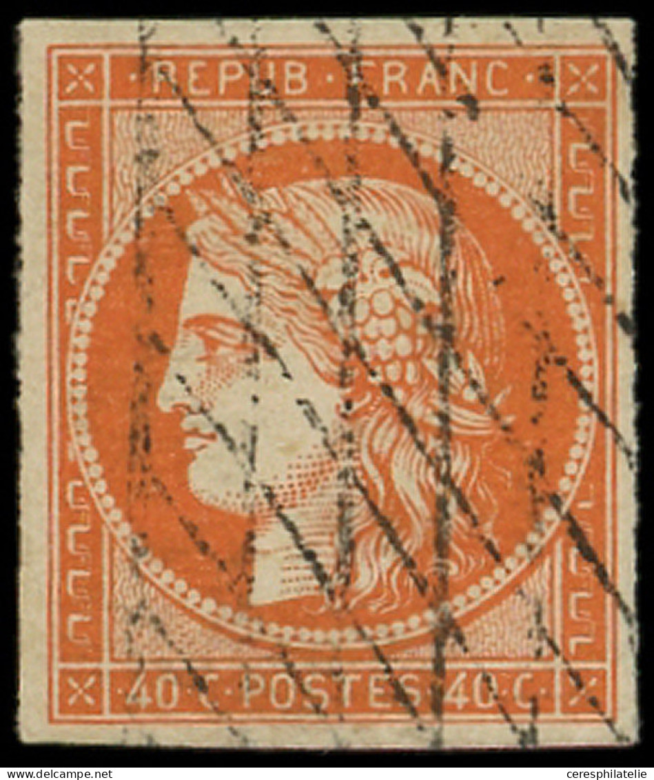 EMISSION DE 1849 - 5b   40c. Orange Foncé, Obl. GRILLE SANS FIN, TB/TTB - 1849-1850 Ceres