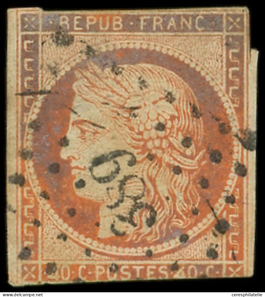 EMISSION DE 1849 - 5d   40c. Orange, 4 RETOUCHE, Case 146, Défx, Obl. PC 389, B. S - 1849-1850 Cérès