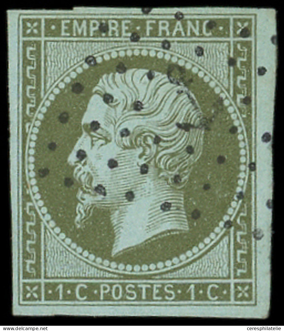 EMPIRE NON DENTELE - 11    1c. Vert-olive, Obl. ANCRE, Frappe Superbe. C - 1853-1860 Napoléon III