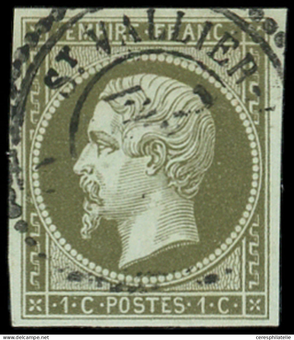 EMPIRE NON DENTELE - 11    1c. Vert-olive, Obl. Càd T22 ST VALLIER-( ), TB - 1853-1860 Napoléon III.